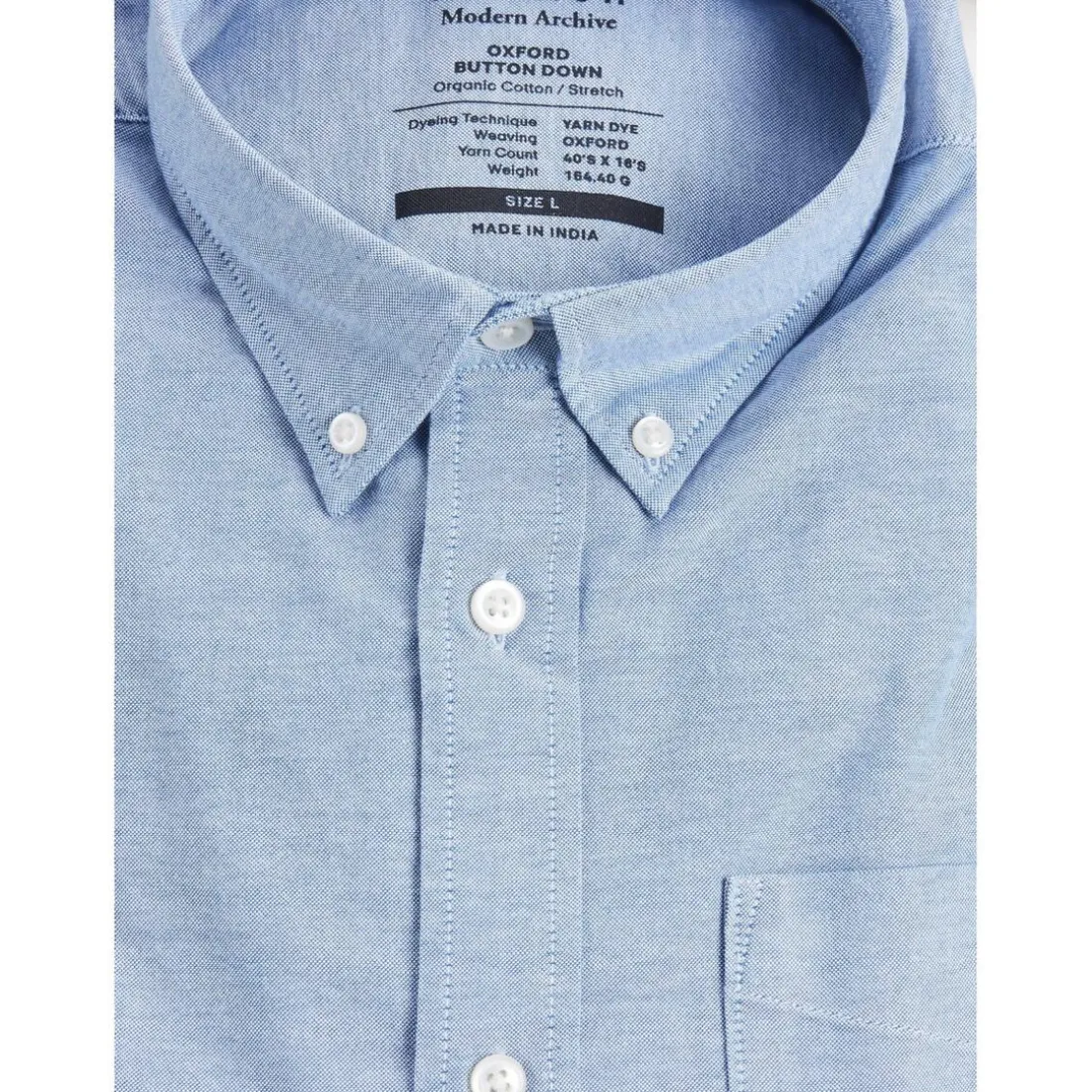 Chemise habillée Slim Fit Col boutonné Manches longues Bleu en coton