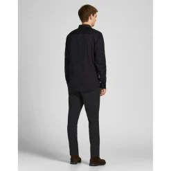 Chemise habillée Slim Fit Col chemise Manches longues Noir en coton