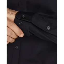 Chemise habillée Slim Fit Col chemise Manches longues Noir en coton