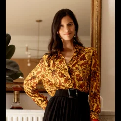 Chemise imprimée toile de jouy - Alma jaune en viscose