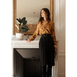 Chemise imprimée toile de jouy - Alma jaune en viscose