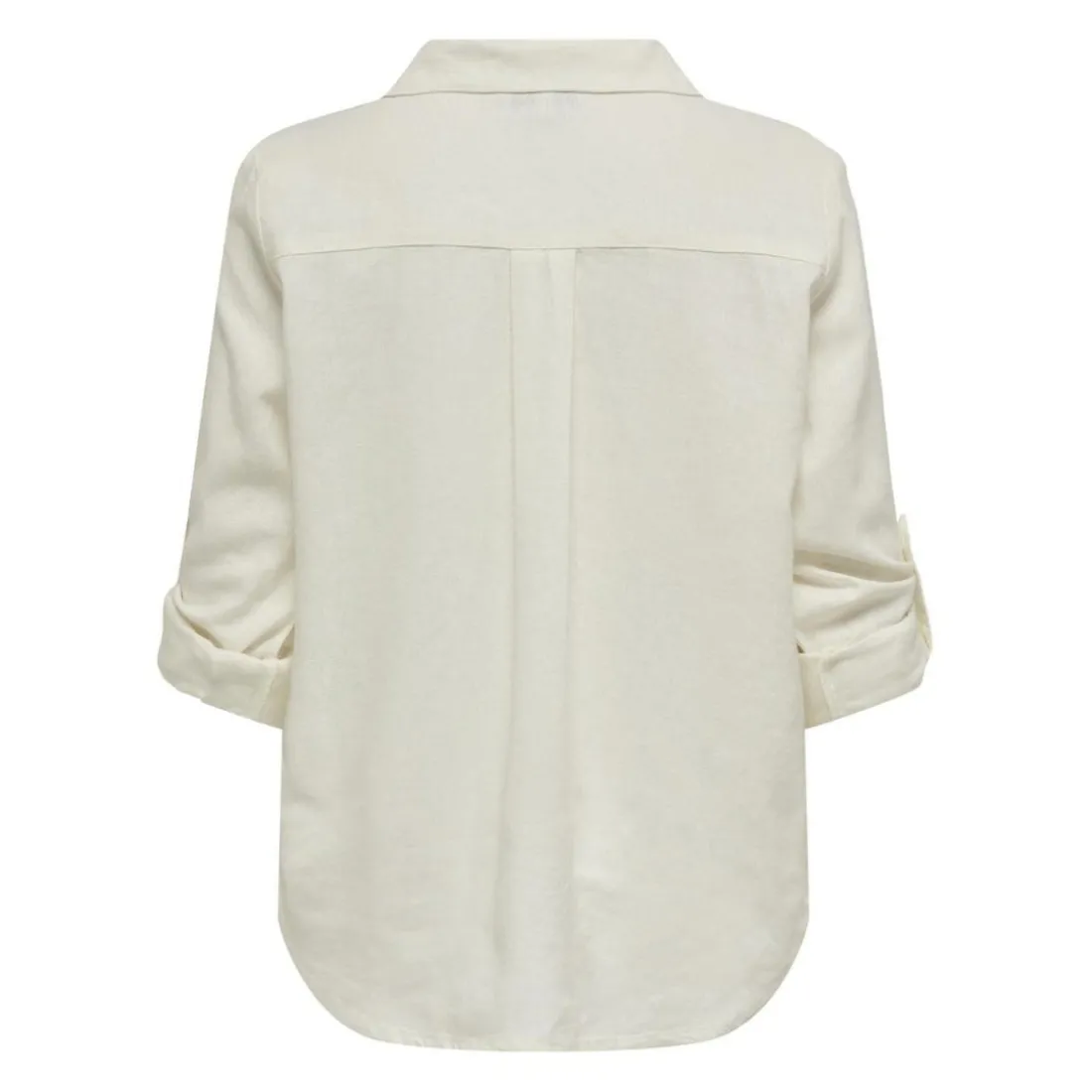 Chemise loose fit col boutonné manches avec revers manches longues blanc en lin Juno