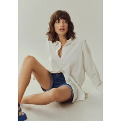 Chemise loose fit manches longues blanc en coton bio