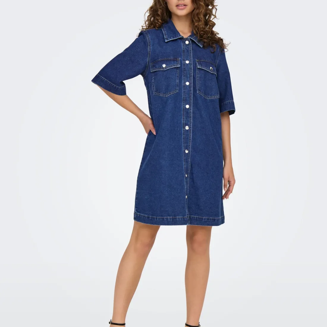 Chemise manche courte en Jean ONLBELLE - Bleu Pia