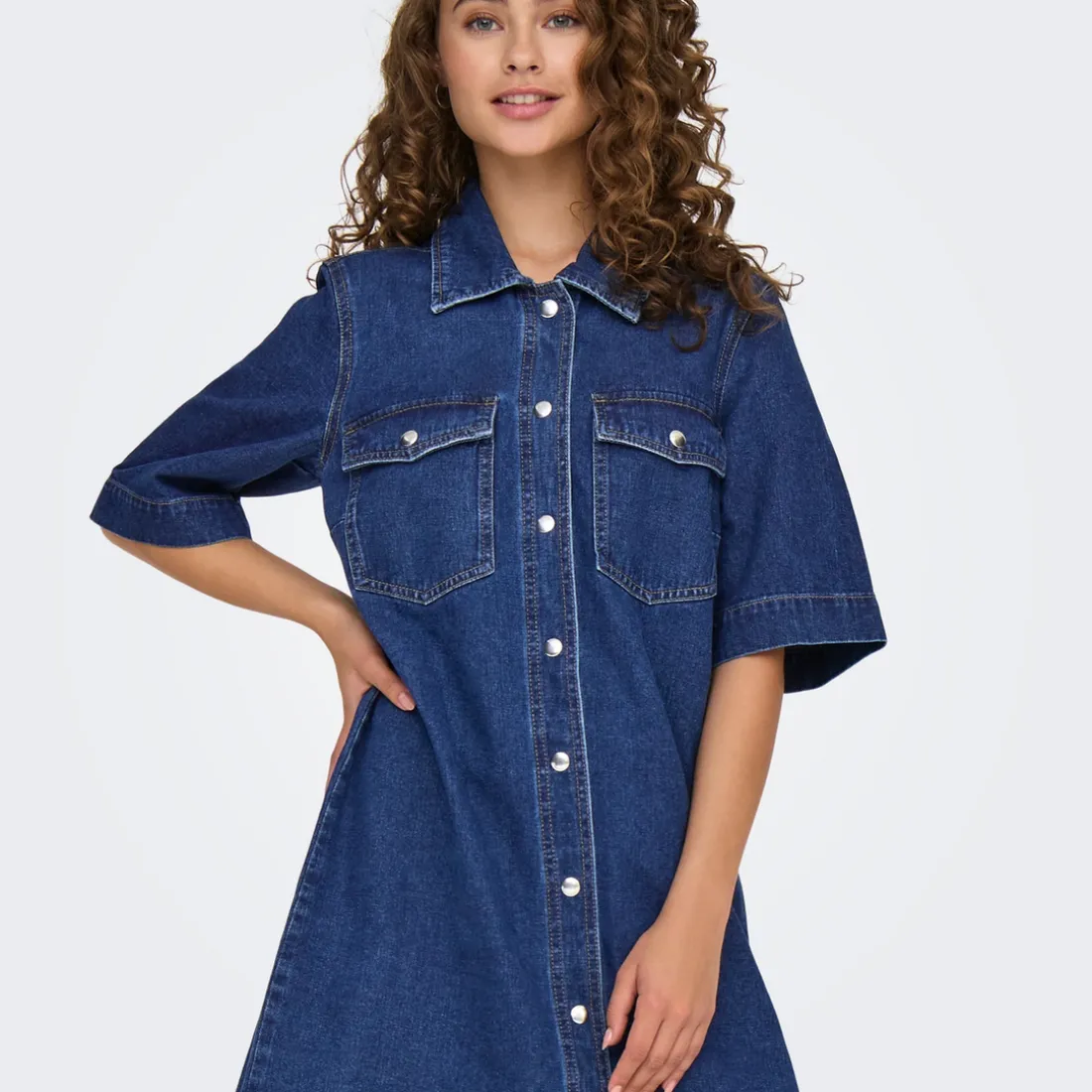 Chemise manche courte en Jean ONLBELLE - Bleu Pia