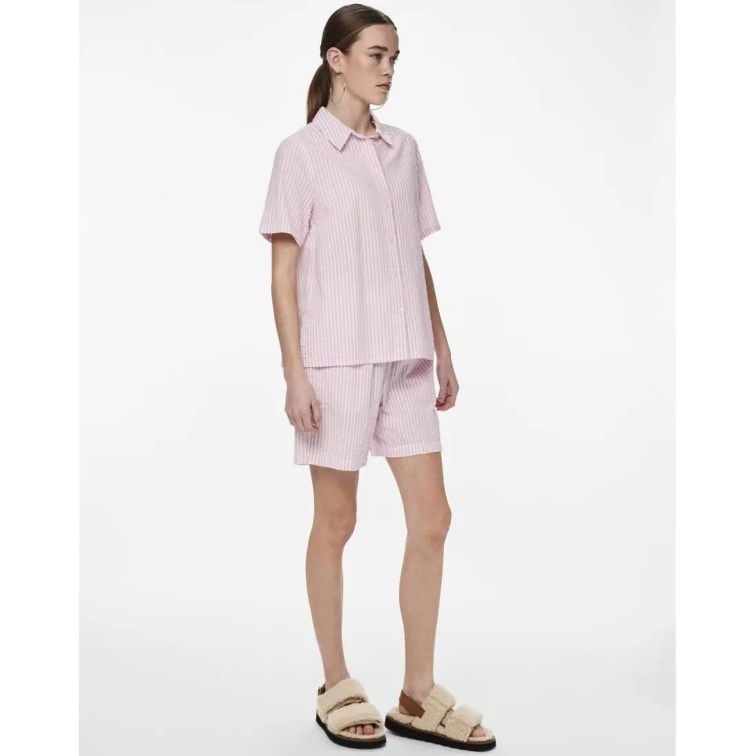 Chemise manches courtes Sally lavande en coton Uma