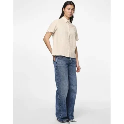 Chemise manches courtes Sally beige en coton Ava
