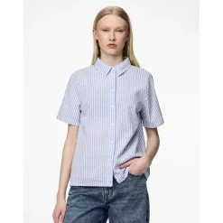 Chemise manches courtes Sally bleu en coton Sue