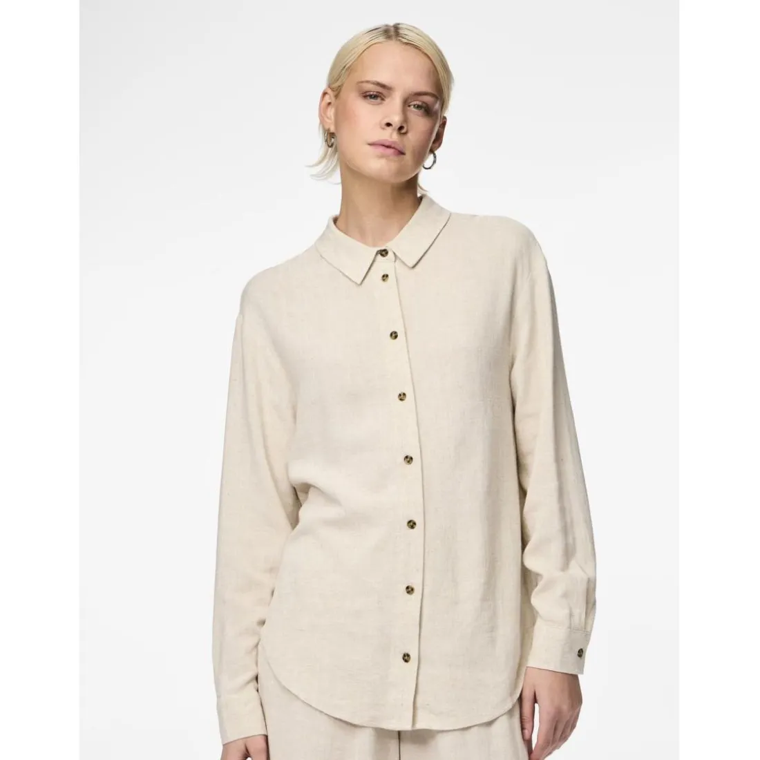 Chemise manches longues beige ficelle en viscose Vinsty Bree