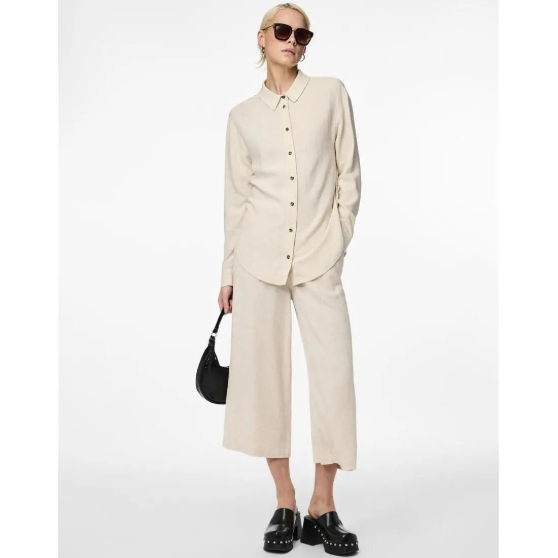 Chemise manches longues beige ficelle en viscose Vinsty Bree