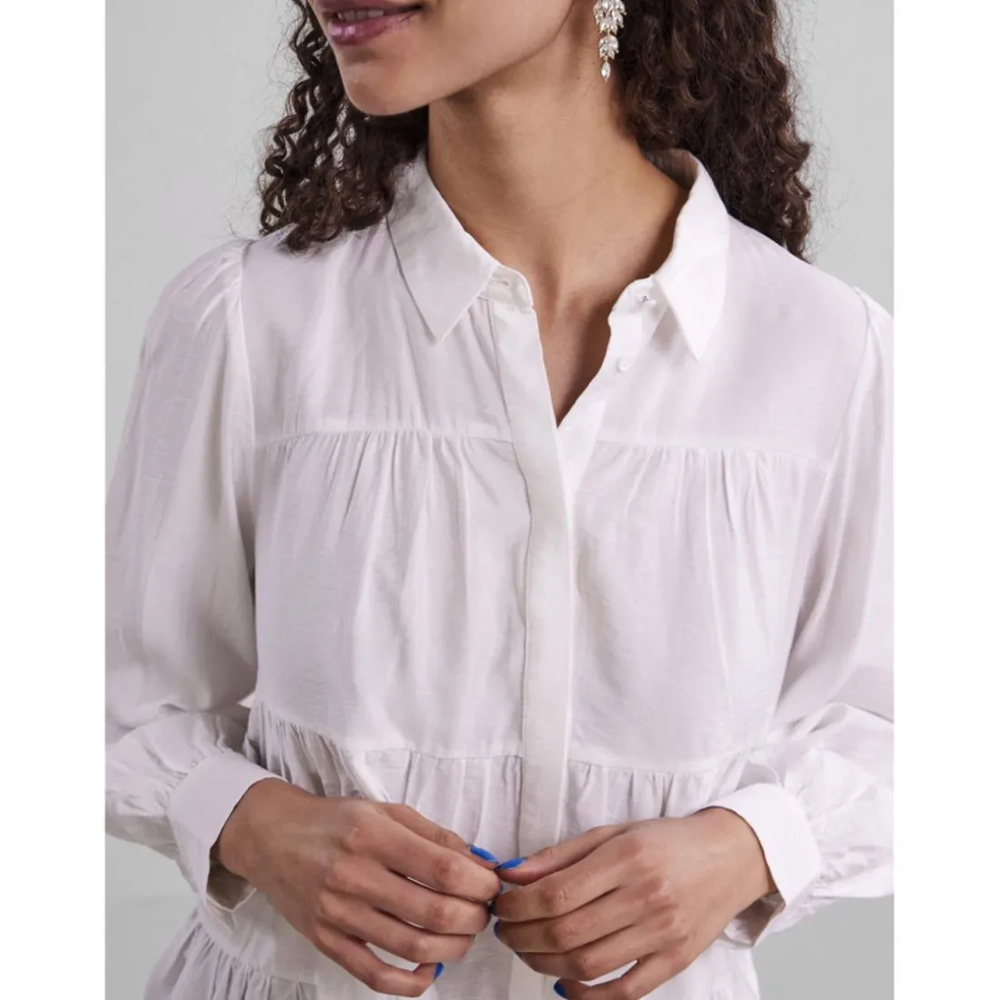 Chemise manches longues blanc en viscose Ana