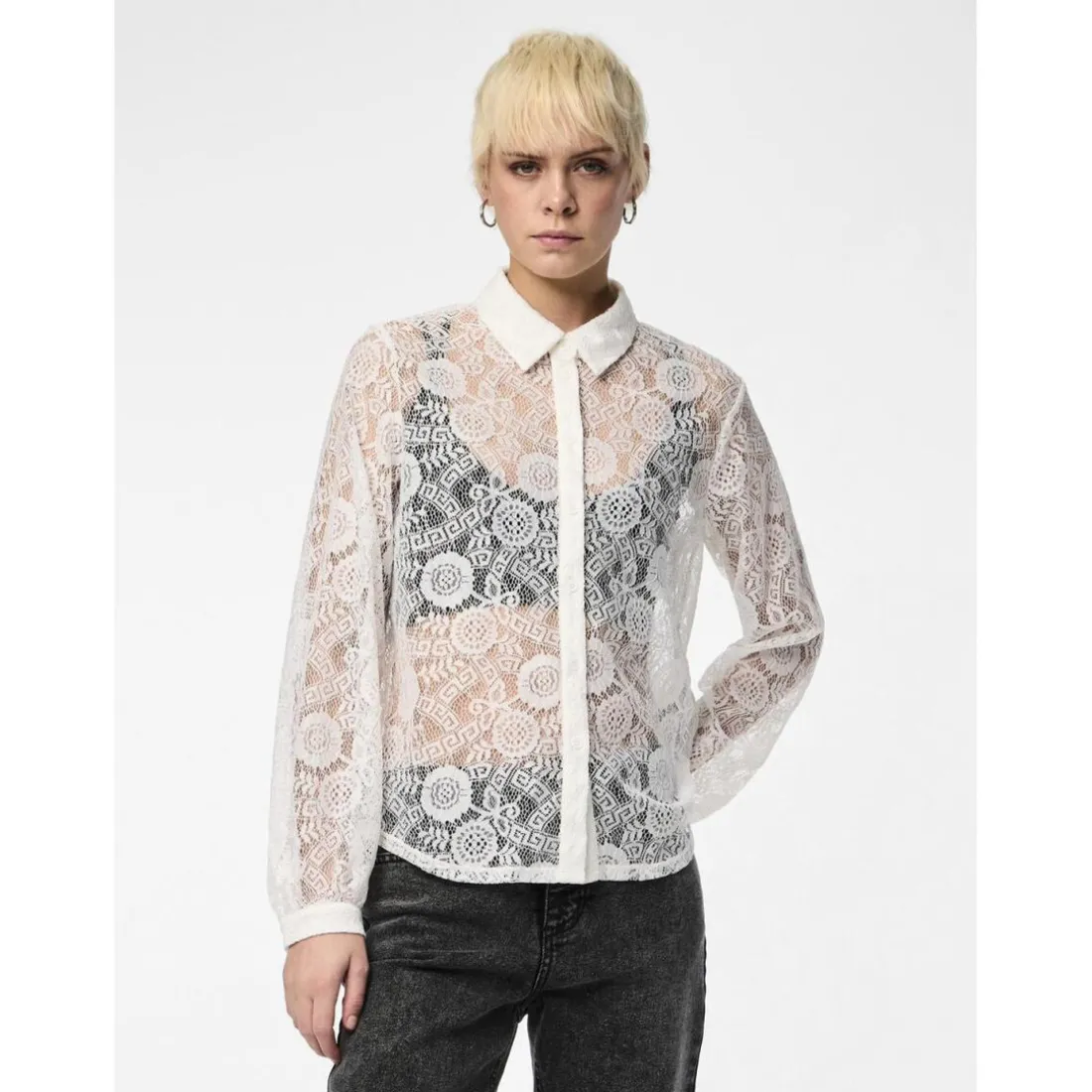 Chemise manches longues en dentelle Colline blanc Vivi