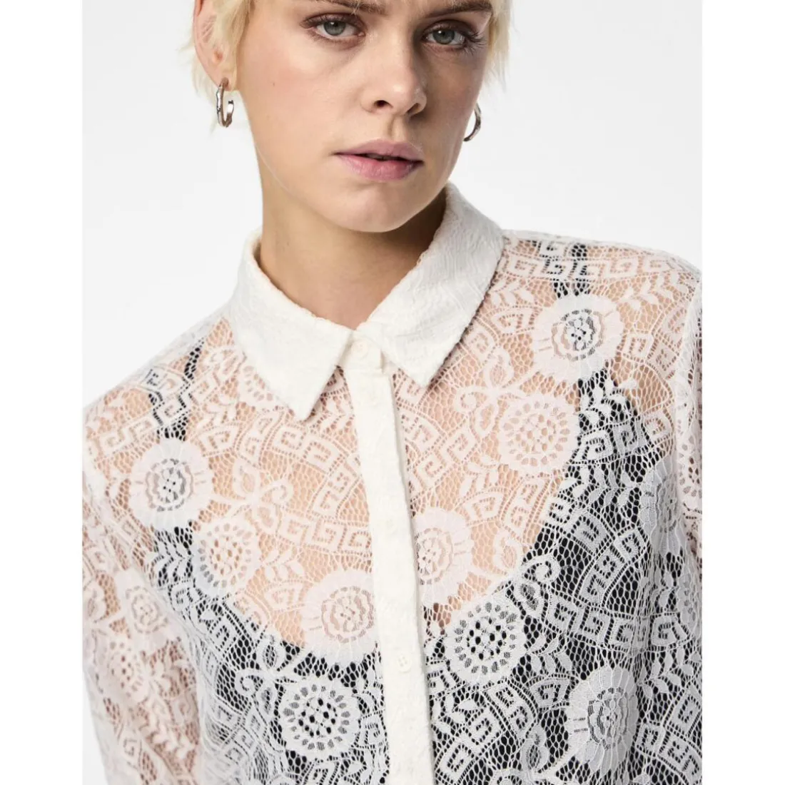 Chemise manches longues en dentelle Colline blanc Vivi