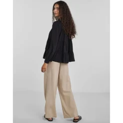 Chemise manches longues noir en viscose Bella