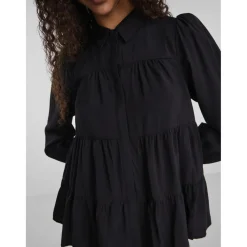 Chemise manches longues noir en viscose Bella