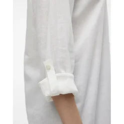 Chemise poignets boutonnés col chemise manches avec revers manches longues blanc en lin Dee