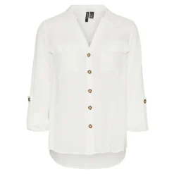 Chemise Regular Fit Col chemise Manches longues Longueur regular blanc en viscose Yas