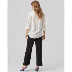 Chemise Regular Fit Col chemise Manches longues Longueur regular blanc en viscose Vale