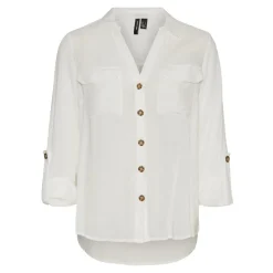 Chemise Regular Fit Col chemise Manches longues Longueur regular blanc en viscose Vale