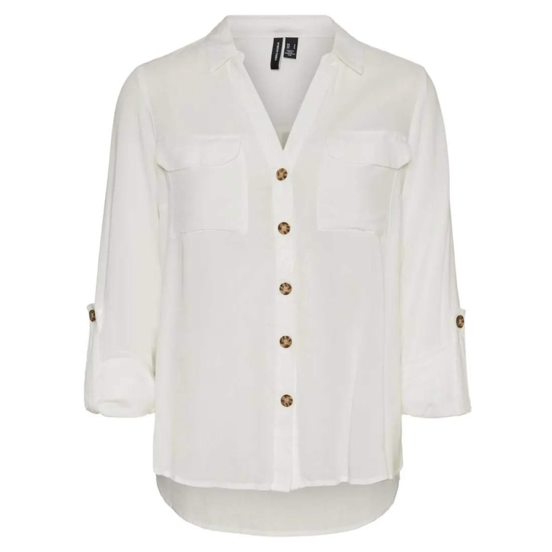 Chemise Regular Fit Col chemise Manches longues Longueur regular blanc en viscose Vale