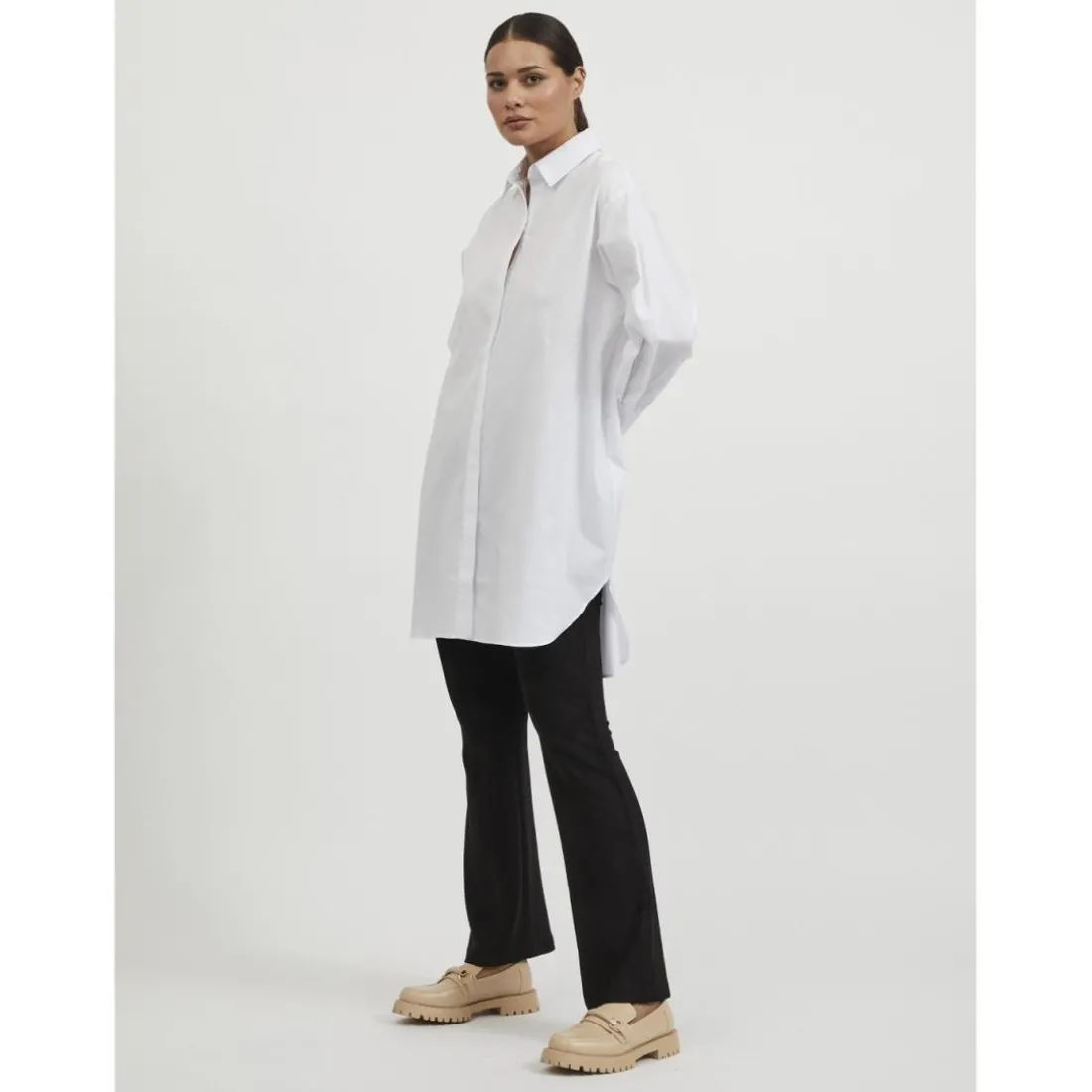 Chemise regular fit manches longues blanc en coton bio