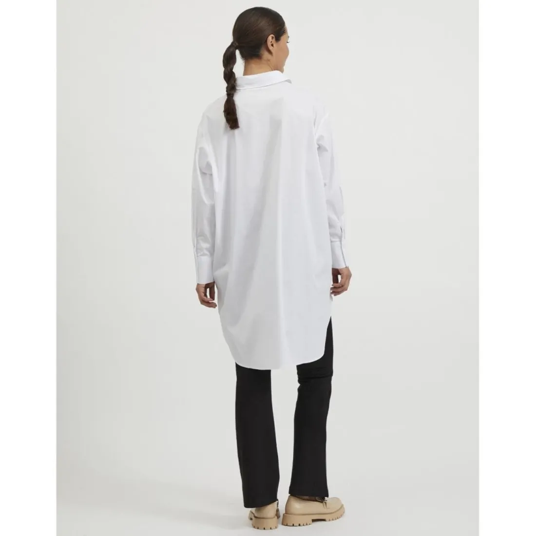 Chemise regular fit manches longues blanc en coton bio