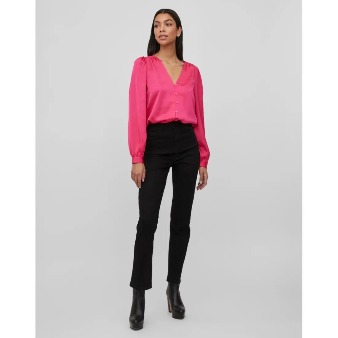 Chemise regular fit manches longues Rose