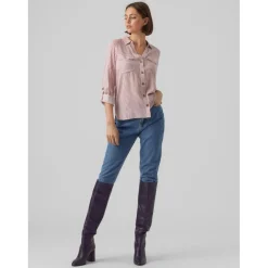 Chemise Regular Fit Rayures Col chemise Manches longues Longueur regular blanc en viscose Ora