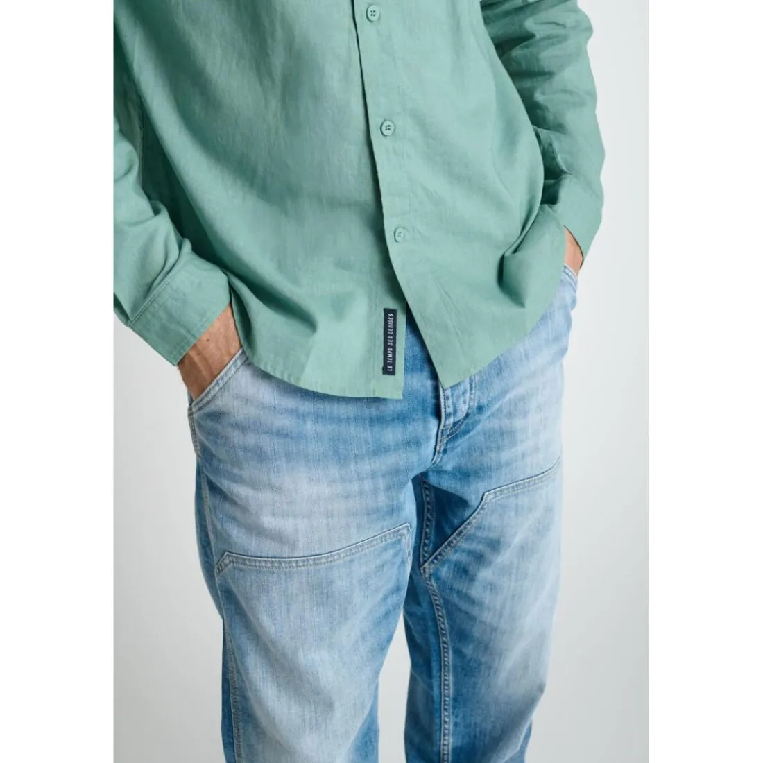 Chemise RELIS vert Theo en coton
