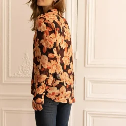 Chemisier à fleurs Gabrielle rose en viscose