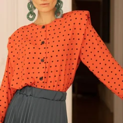 Chemisier à pois Luna orange en viscose
