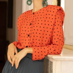 Chemisier à pois Luna orange en viscose