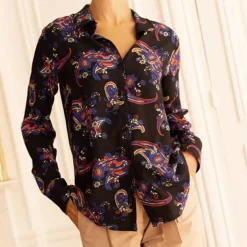 Chemisier cachemire Max noir en viscose