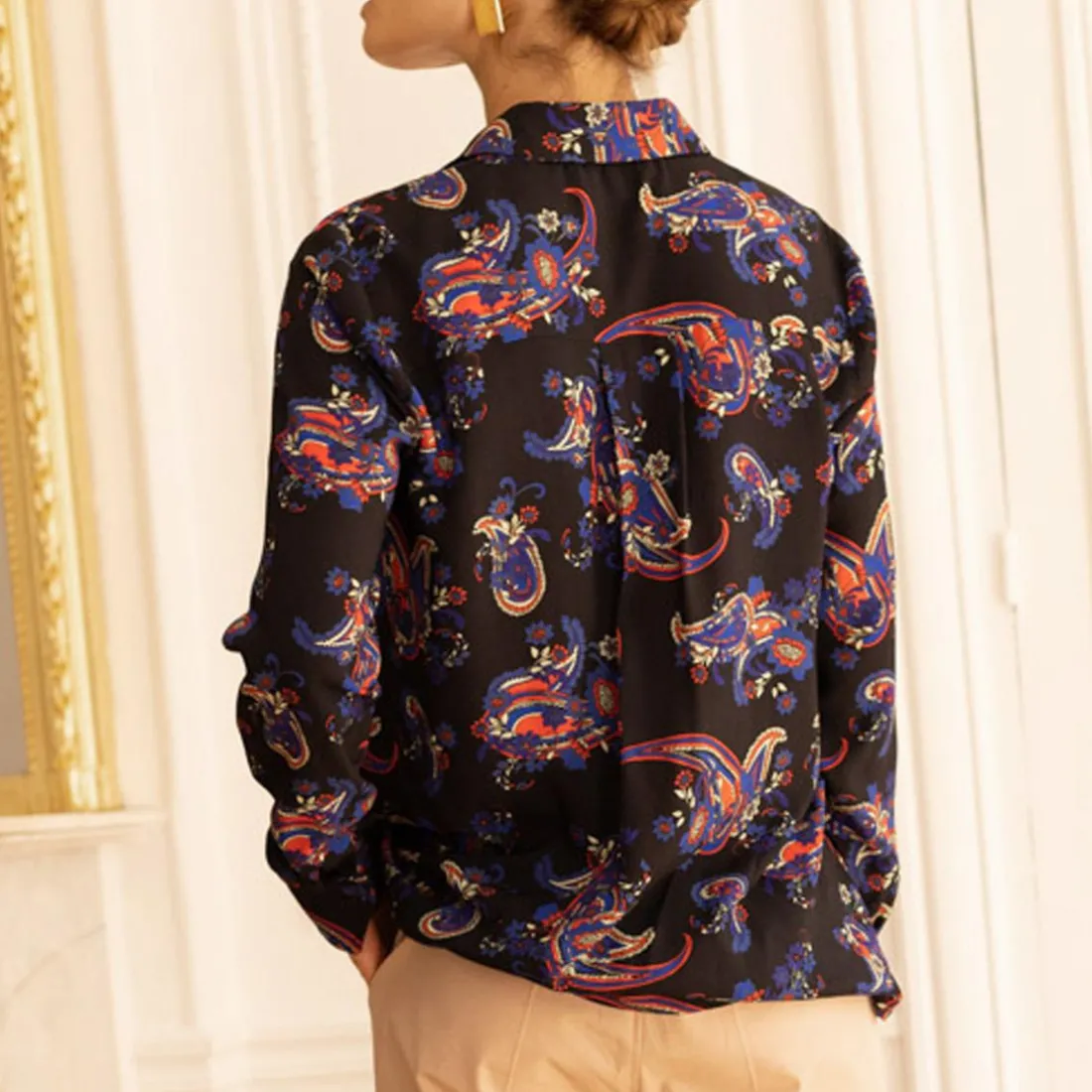 Chemisier cachemire Max noir en viscose