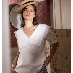 Chemisier col marin maxi réédition Bérénice blanc
