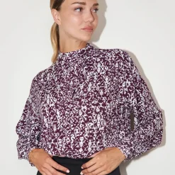 CHEMISIER IMPRIME MEREDITH noir en viscose