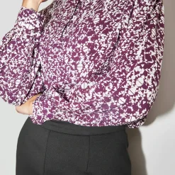 CHEMISIER IMPRIME MEREDITH noir en viscose