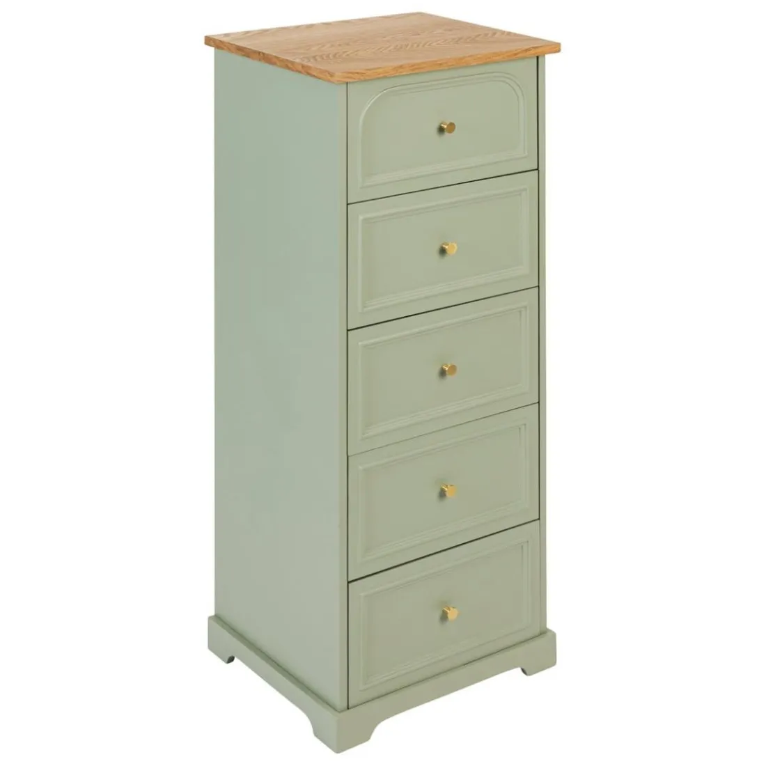 Chiffonnier Mohea Vert céladon 5 tiroirs