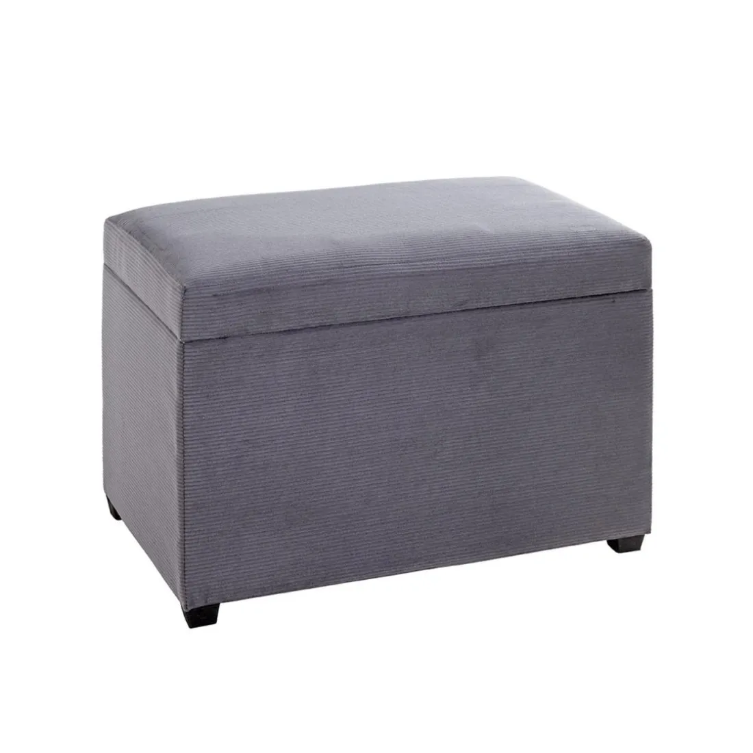 Coffre de rangement en velours gris assise rembourrée et pliable
