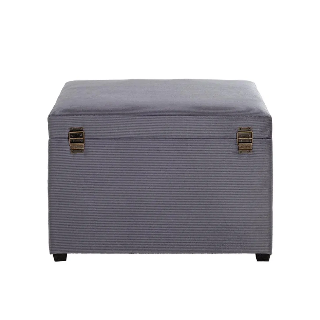 Coffre de rangement en velours gris assise rembourrée et pliable
