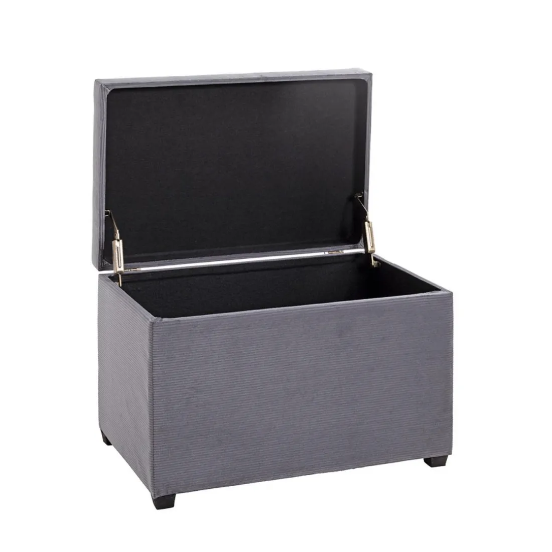 Coffre de rangement en velours gris assise rembourrée et pliable