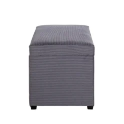 Coffre de rangement en velours gris assise rembourrée et pliable
