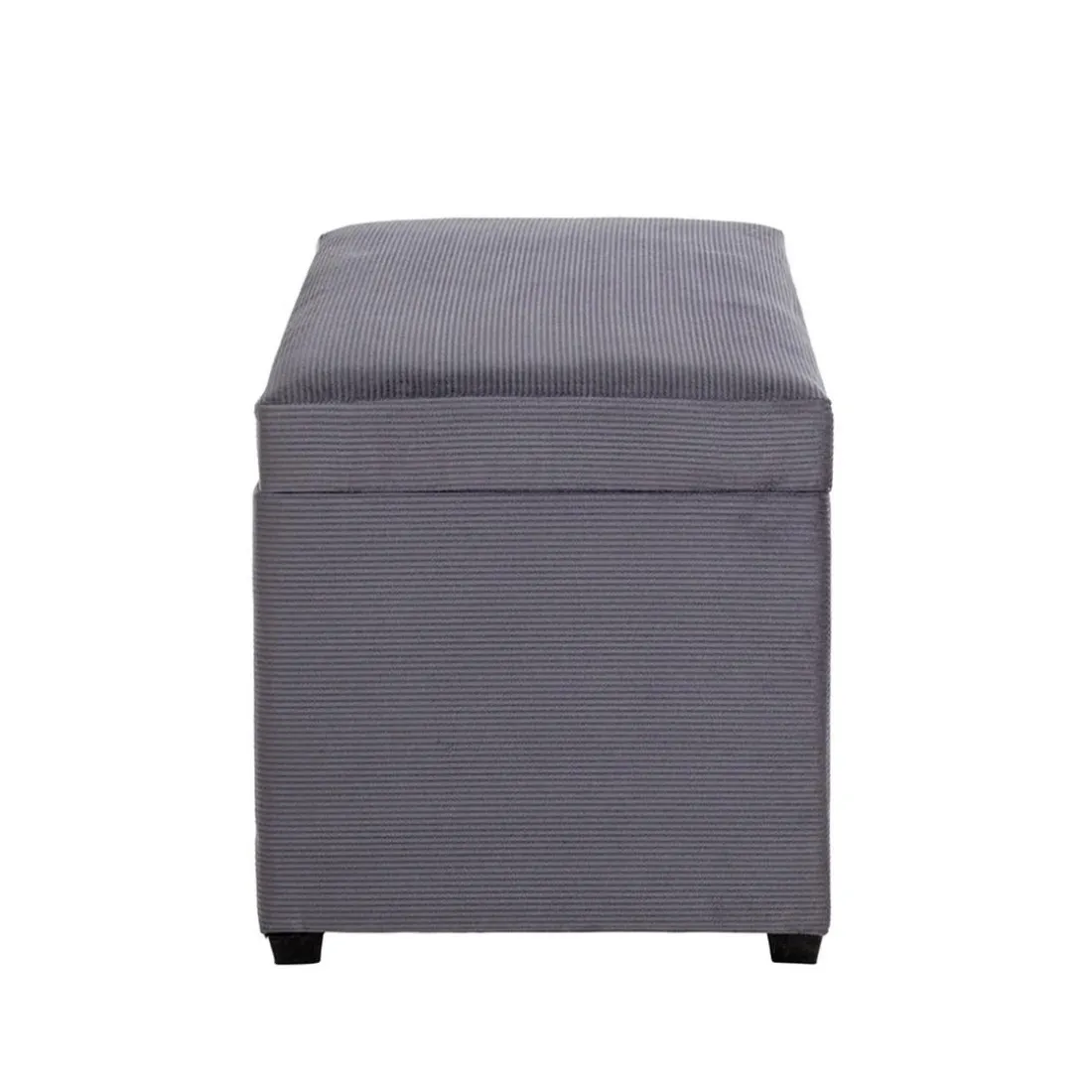 Coffre de rangement en velours gris assise rembourrée et pliable