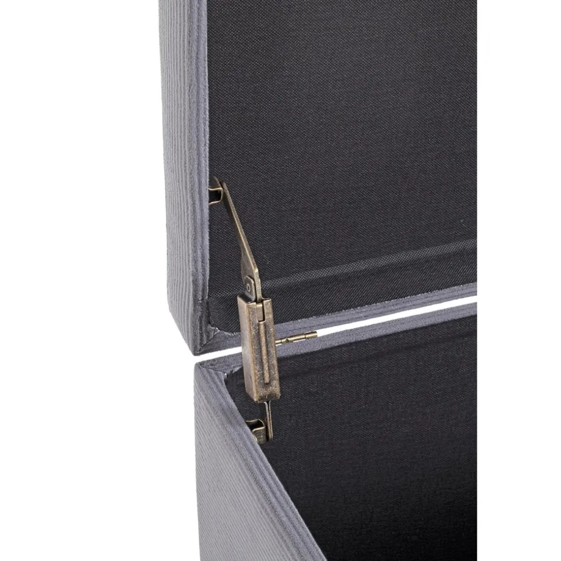Coffre de rangement en velours gris assise rembourrée et pliable