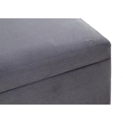 Coffre de rangement en velours gris assise rembourrée et pliable