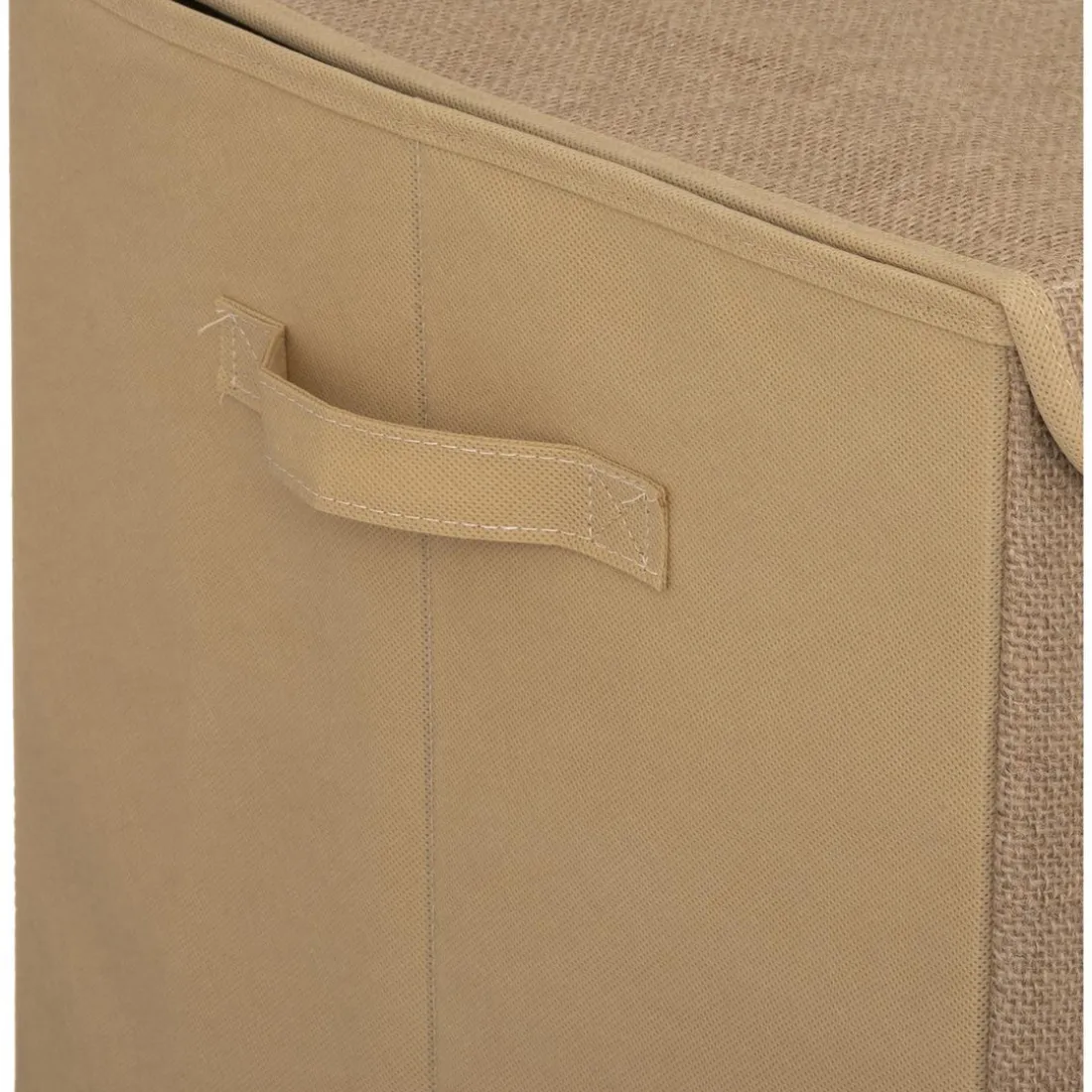 Coffre non-tissé jute et pompons marron