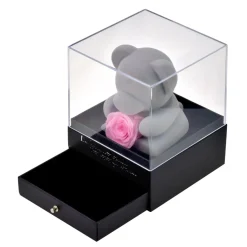 Coffret à bijoux ourson et rose éternelle rose - So charm
