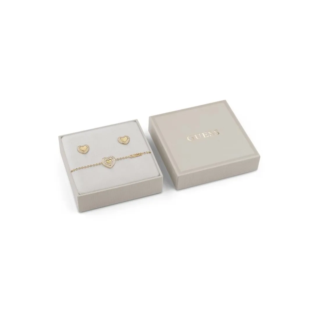 Coffret Amami Acier Doré Pm Et Cœur Nacré Et Pavé