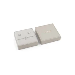 Coffret Amami Acier Rhodié Pm Et Cœur Nacré Et Pavé