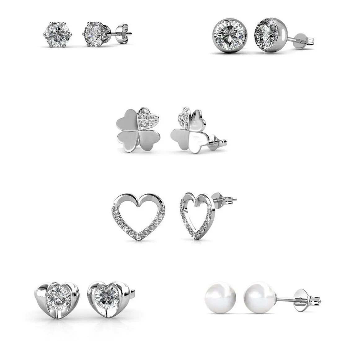 Coffret Cadeaux Cœur 14 Bijoux Finition Argentée